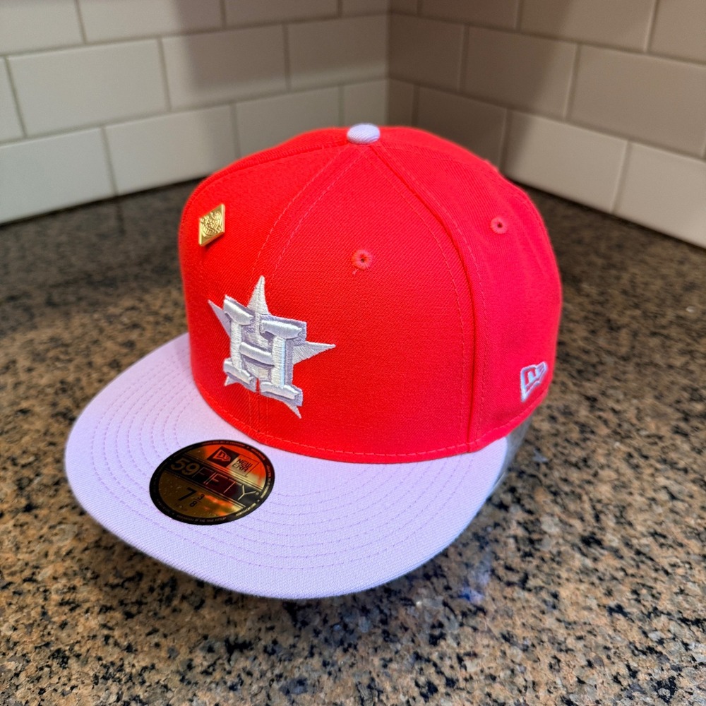 Houston Astros New Era‎ 59FIFTY Fitted Hat Mens 7 3/8 Red Lavender New